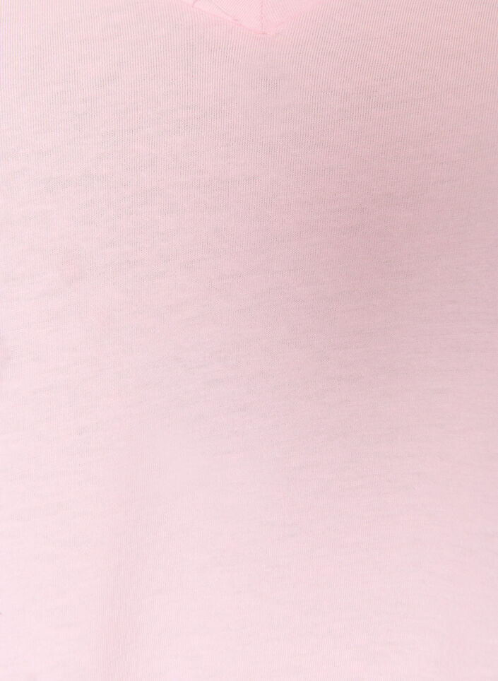 T-shirt z kr&oacute;tkim rekawem i dekoltem w szpic, R&oacute;żowy, Packshot image number 2