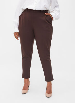 Spodnie nad kostke z kieszeniami, Coffee Bean, Model image number 3