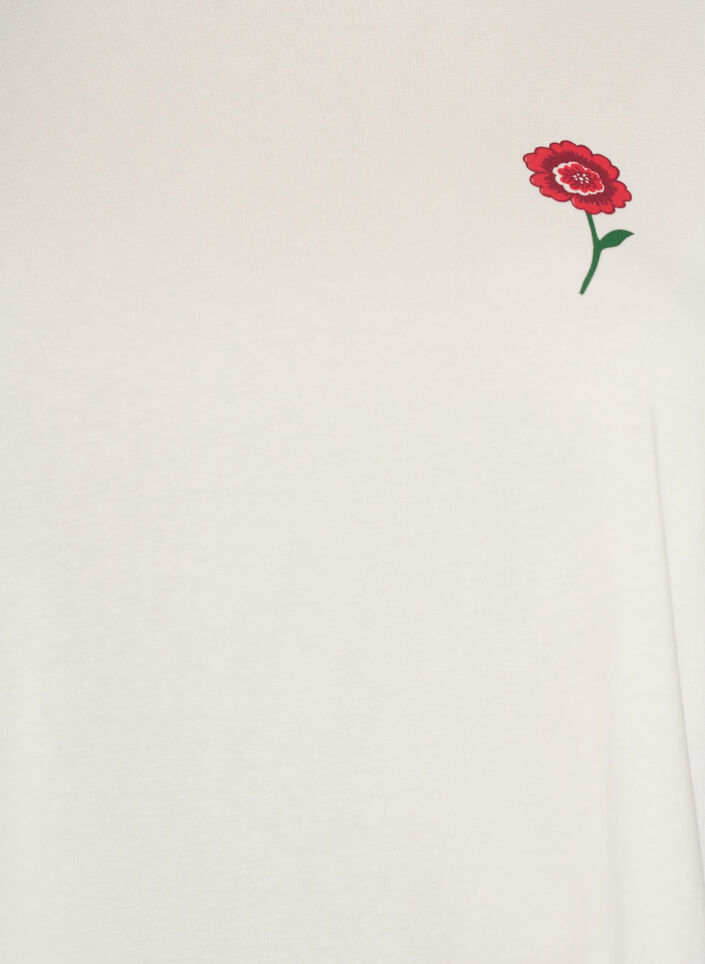 Luzna bawelniana koszulka nocna z nadrukiem, Biały, Packshot image number 2