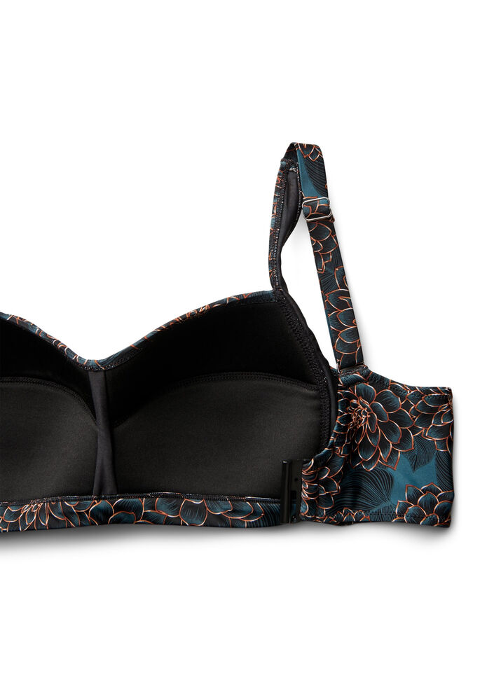 Bikinikowy top z wysci&oacute;lka i nadrukiem, Niebieskie, Packshot image number 3