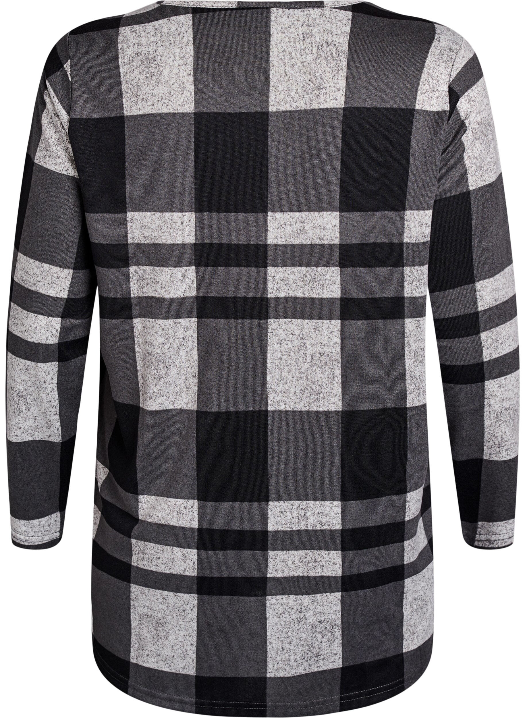 Zizzi Wzorzysta bluzka z dlugim rekawem, Szary, Packshot image number 1