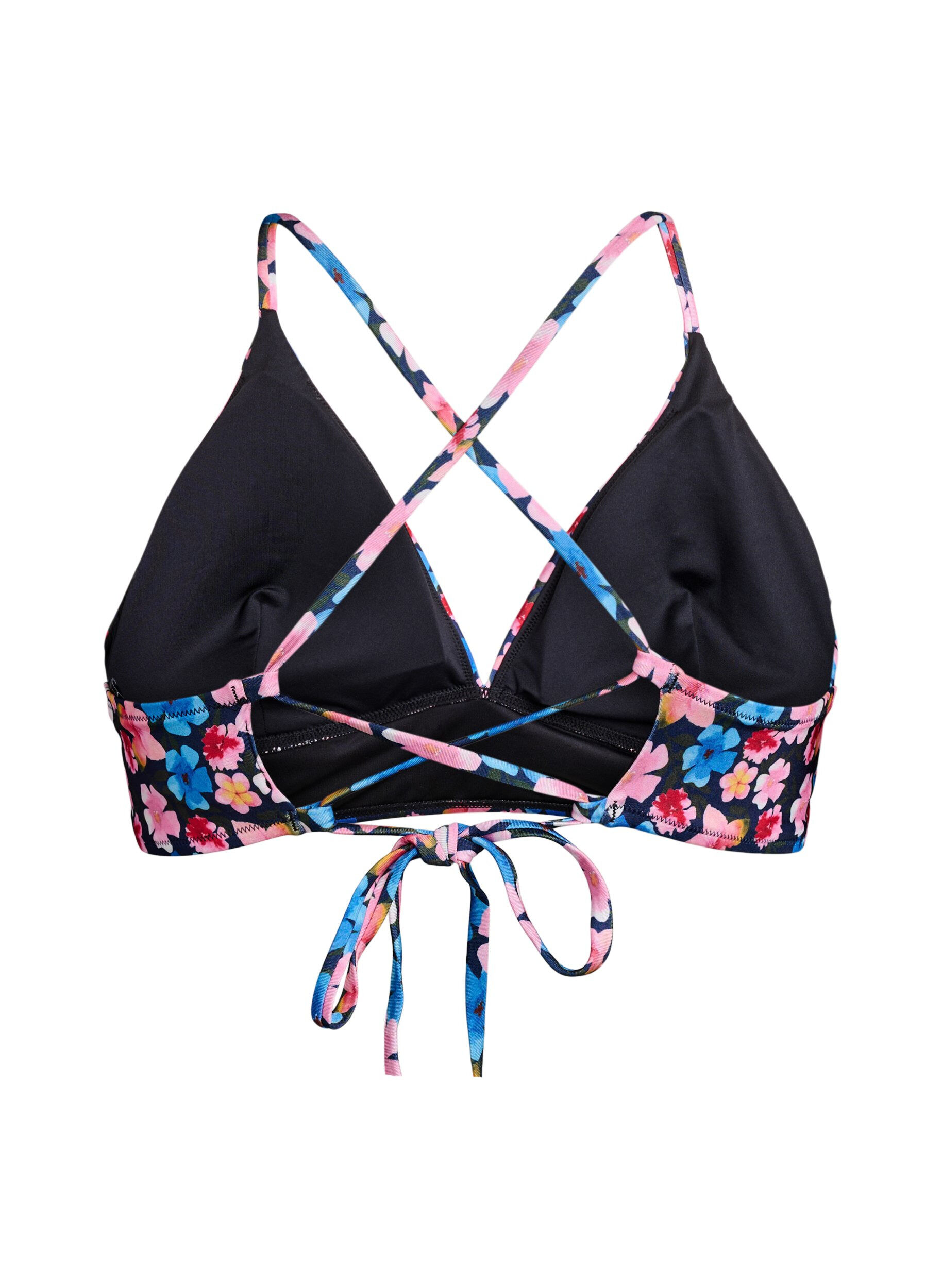 Zizzi Kwiatowy stanik bikini z wiazaniem z tylu, R&oacute;żowy, Packshot image number 1