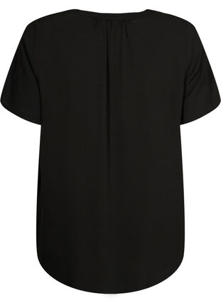Bluzka z krótkim rekawem i dekoltem w serek, Black, Packshot image number 1