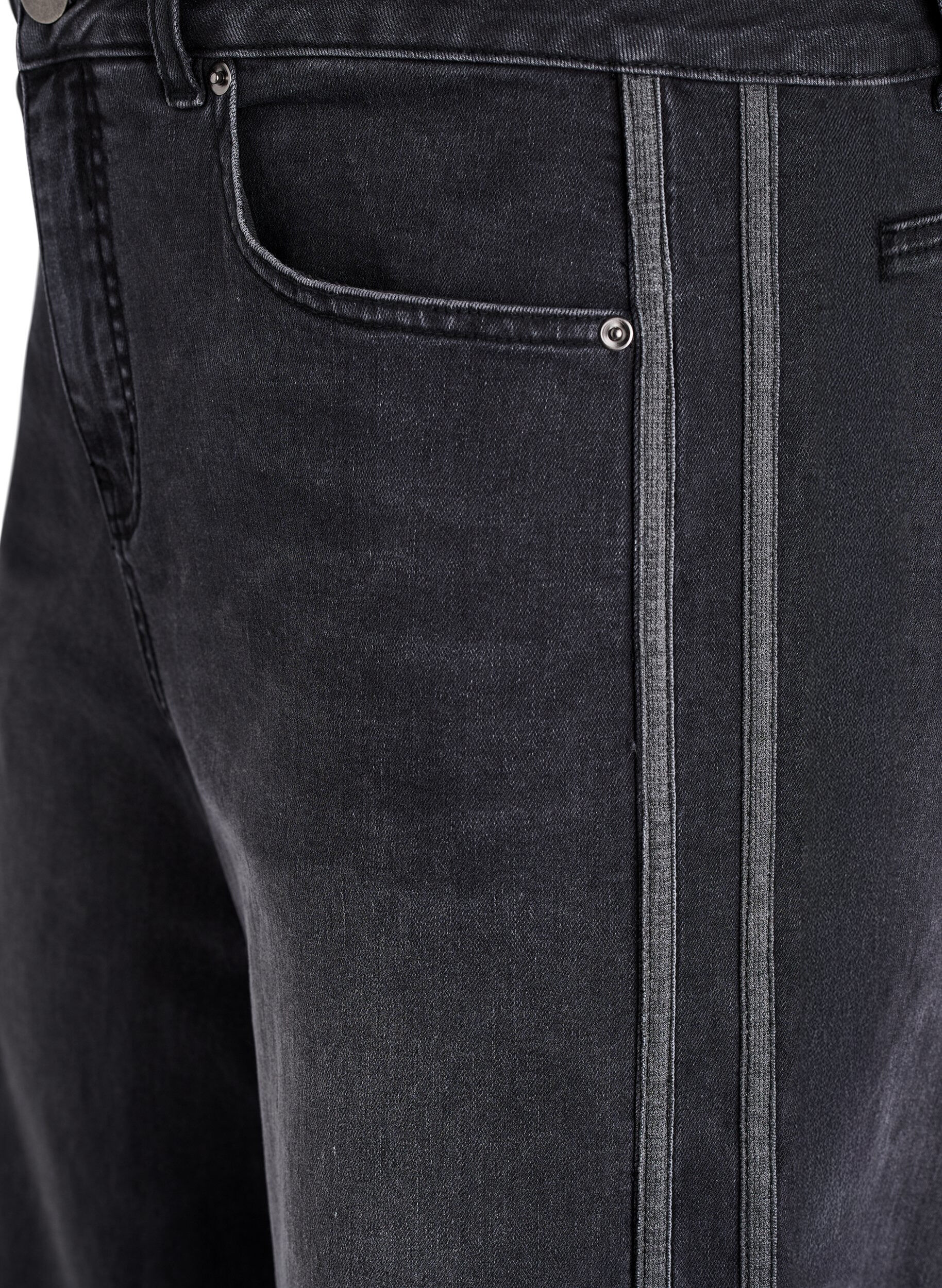 ZizziJeansy o szerokim kroju z pionowymi elementami z denimu, Ciemnoszary, Packshot image number 2