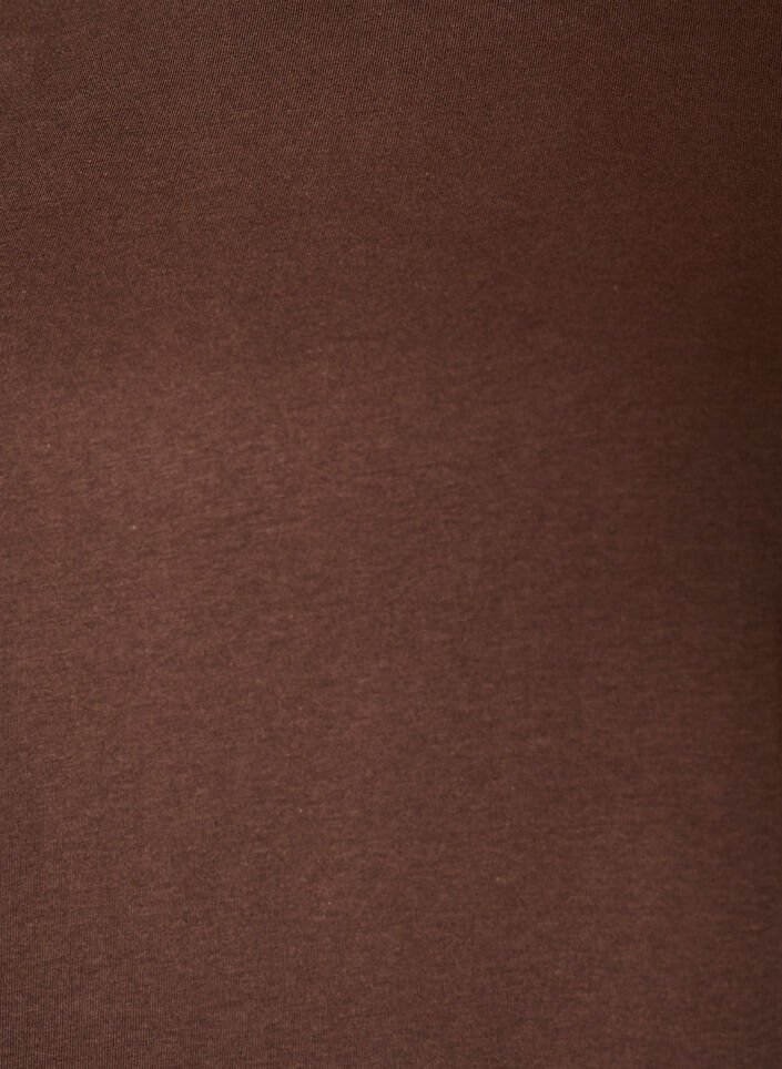 T-shirt z asymetrycznym koronkowym wykonczeniem, Brązowy, Packshot image number 2