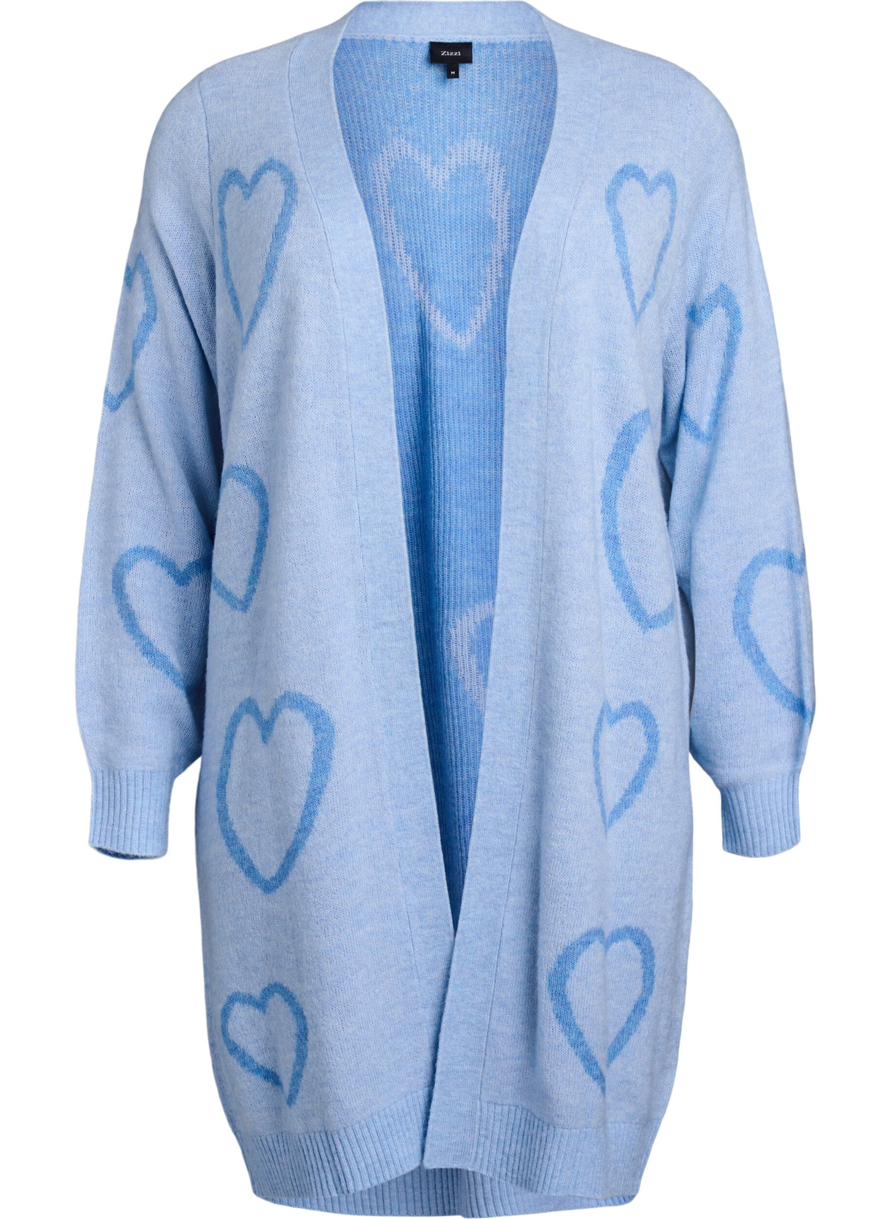 Dlugi kardigan z serduszkami w tym samym kolorze