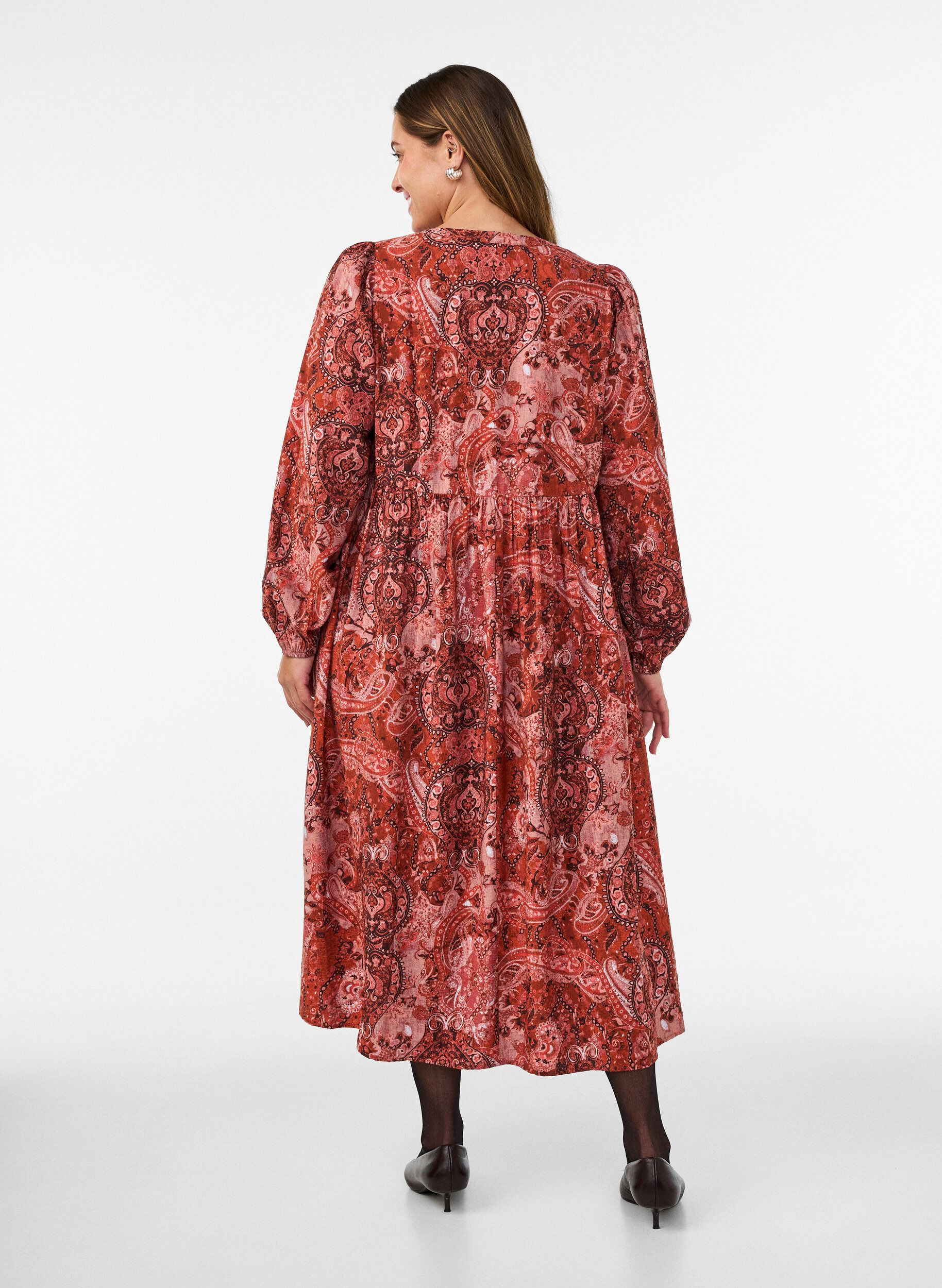 ZizziWiskozowa sukienka midi we wz&oacute;r paisley, Pomarańczowy, Model image number 1