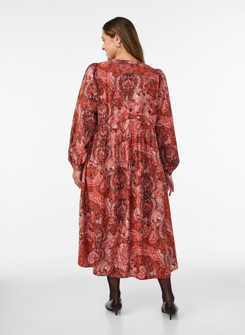 Wiskozowa sukienka midi we wz&oacute;r paisley, Pomarańczowy, Model image number 1