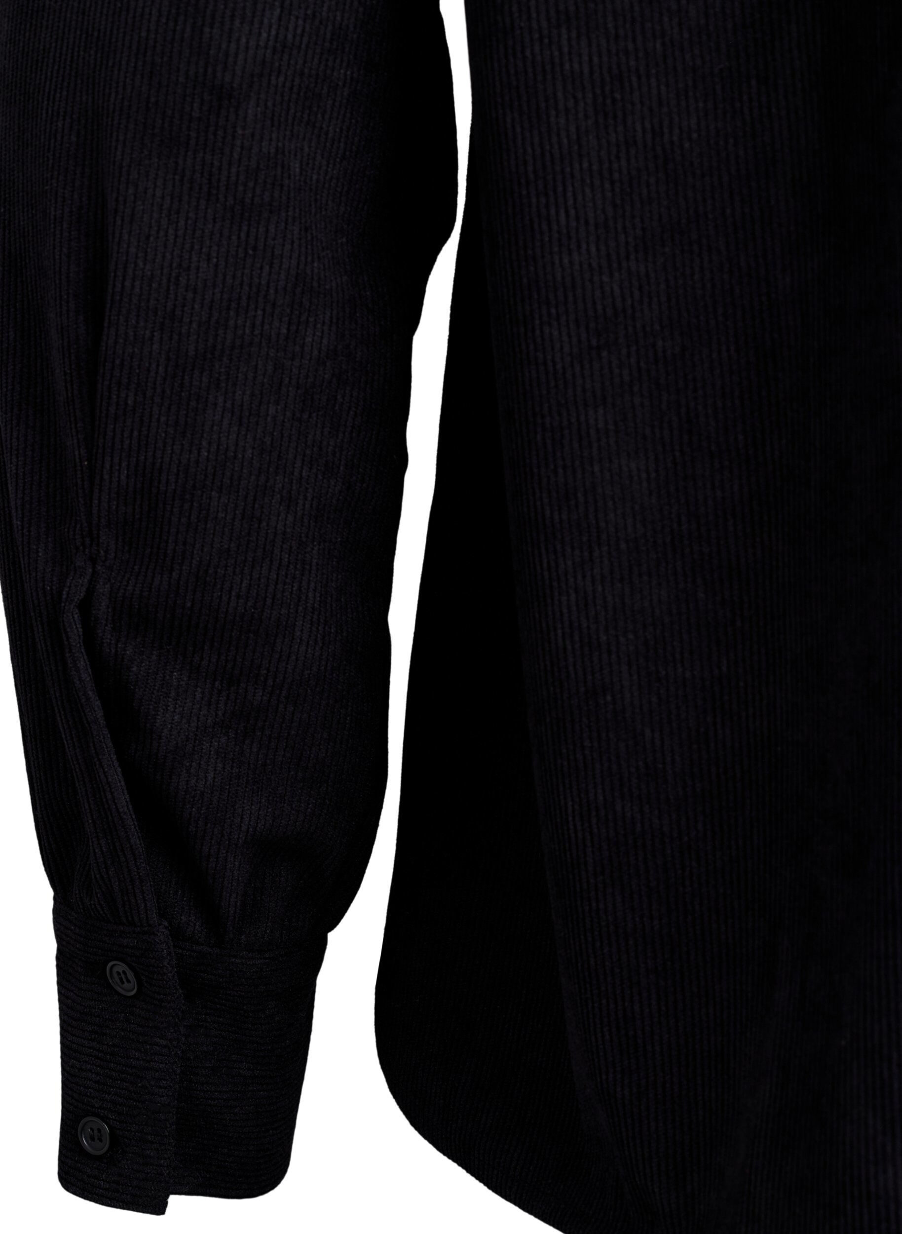 Zizzi Sztruksowa bluzka z dlugim rekawem, Czarne, Packshot image number 3