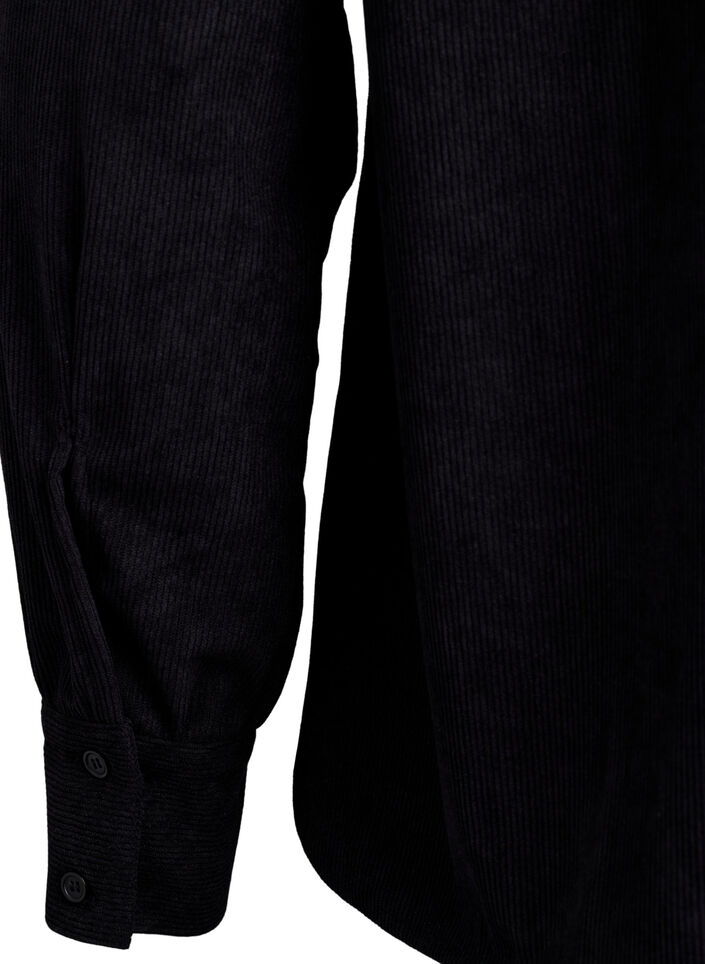 Sztruksowa bluzka z dlugim rekawem, Czarne, Packshot image number 3