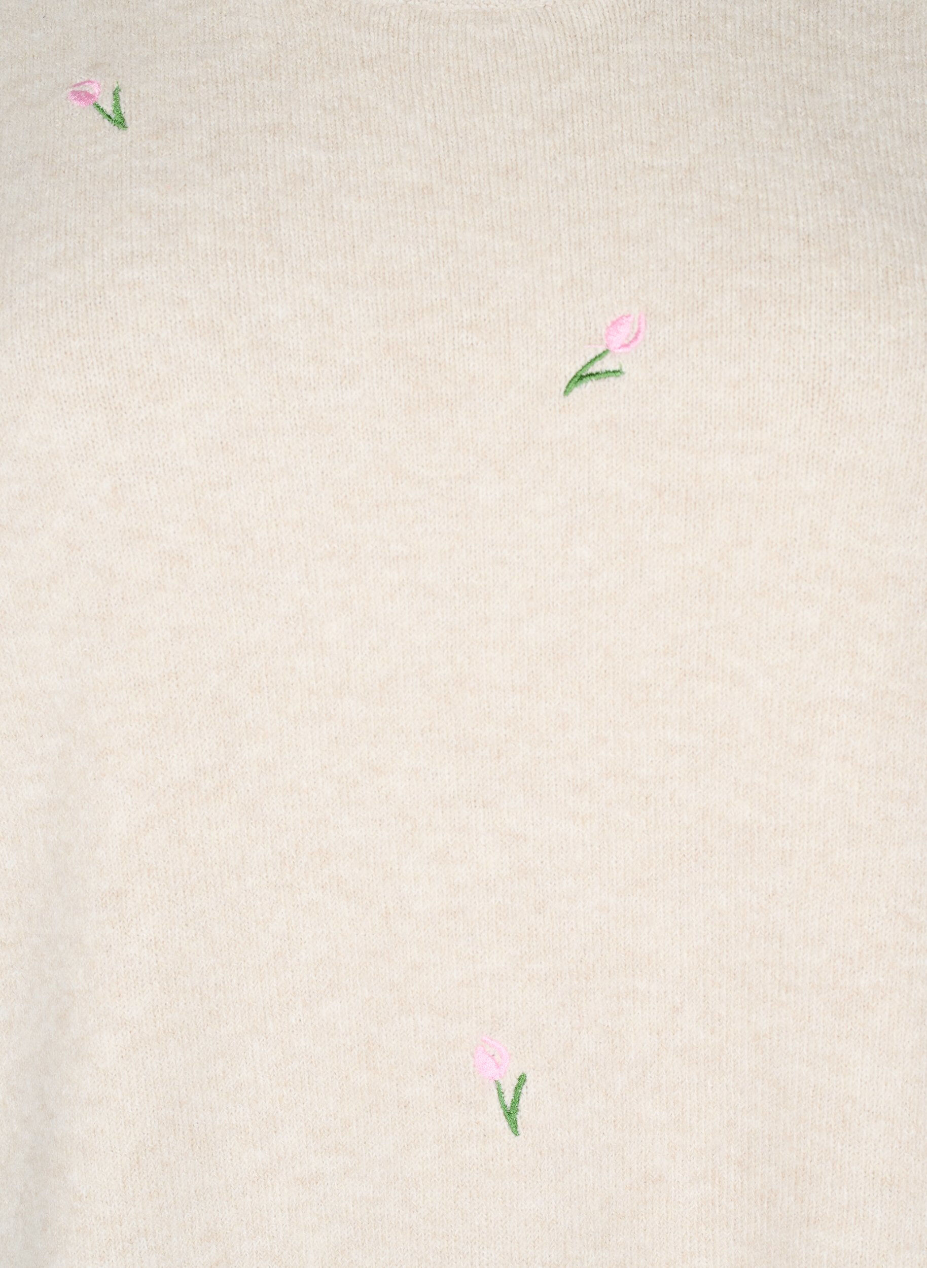 Zizzi Dzianinowa bluzka w kwiaty z rekawem 3/4, Pumice Stone Mel., Packshot image number 2