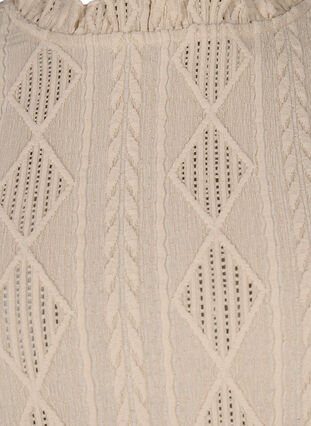 Bluzka w jednolitym kolorze z falbanami i wzorem, Sand, Packshot image number 3