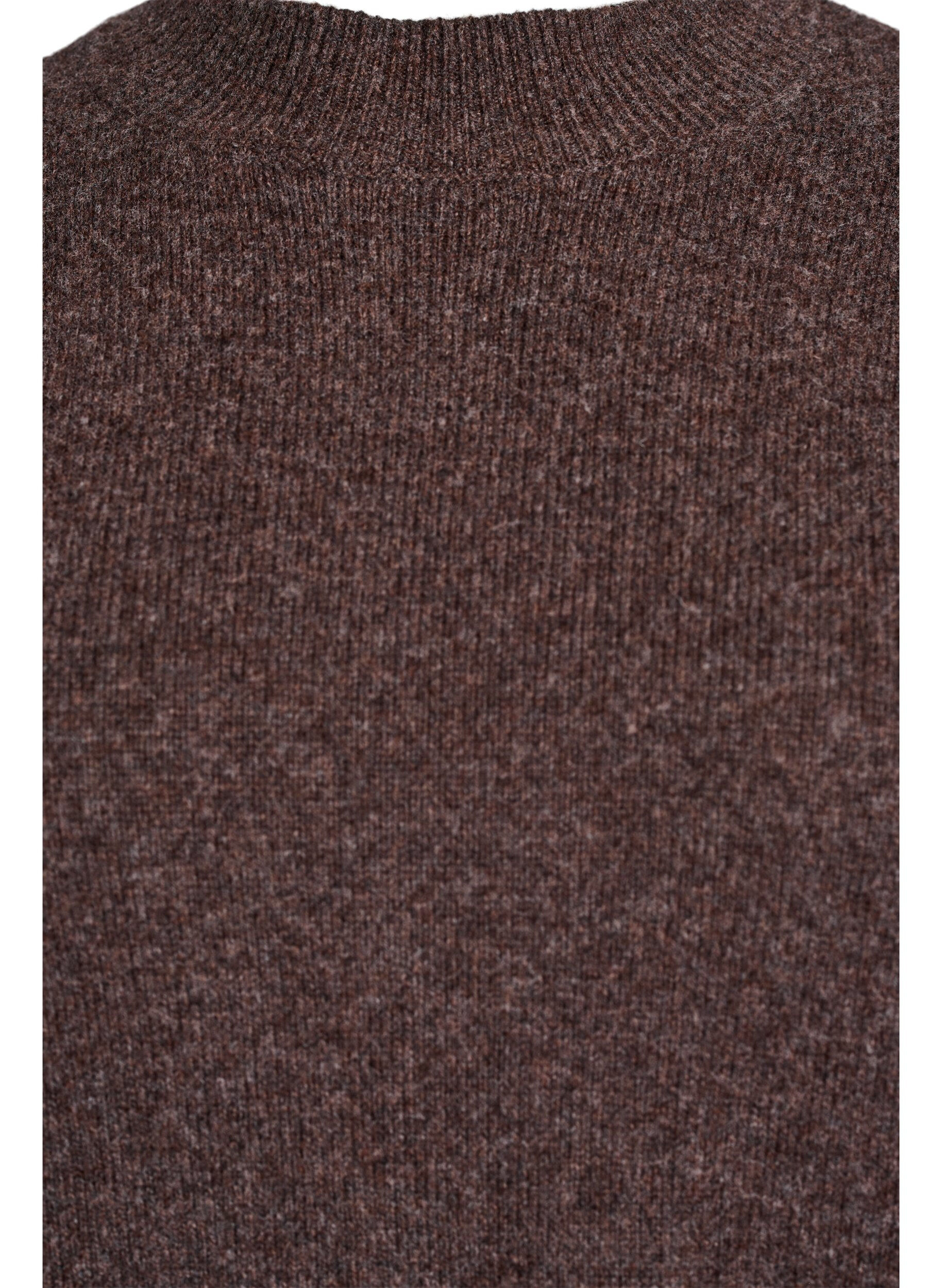 Zizzi Bluzka dzianinowa z bawelny organicznej i welny merynosowej, Brązowy, Packshot image number 2