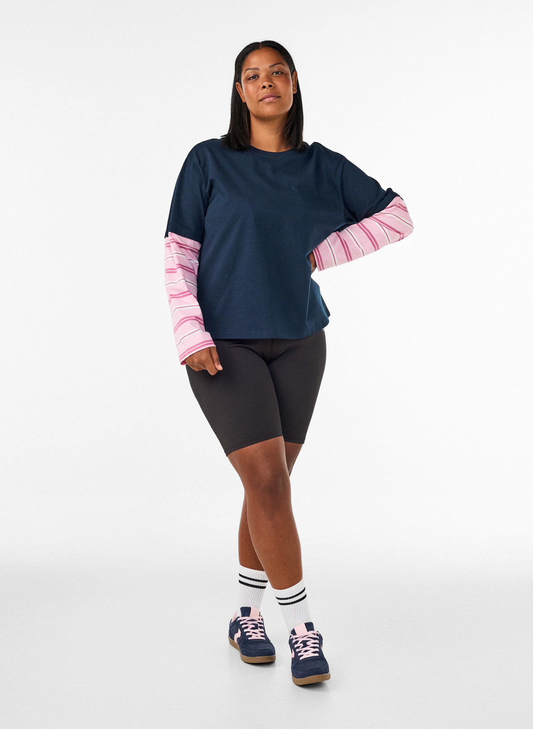 ZizziKoszulka o sportowym, warstwowym wygladzie, Niebieskie, Model image number 1