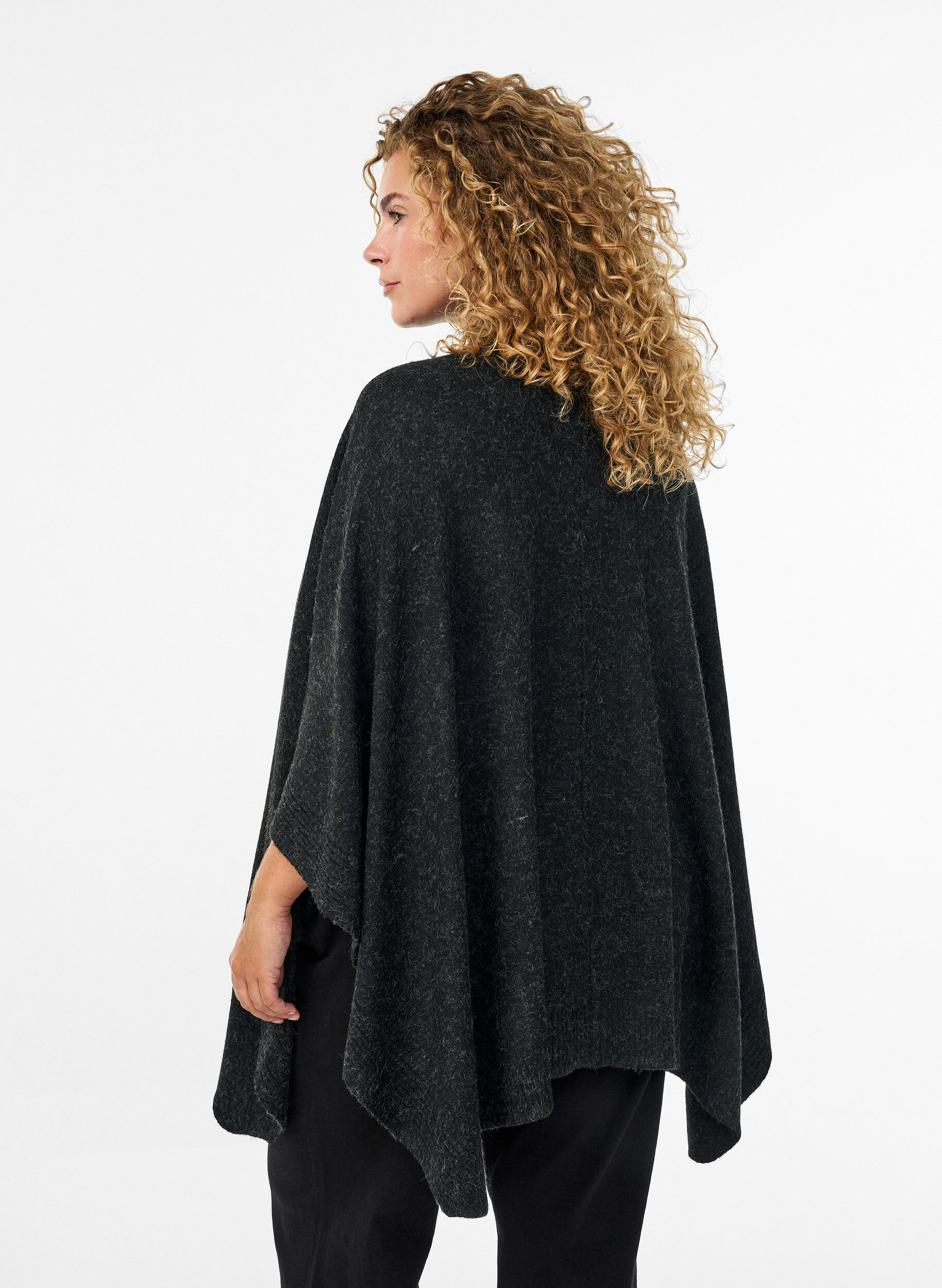 Zizzi Poncho ze sciagaczami i okraglym dekoltem, Ciemnoszary, Model image number 2