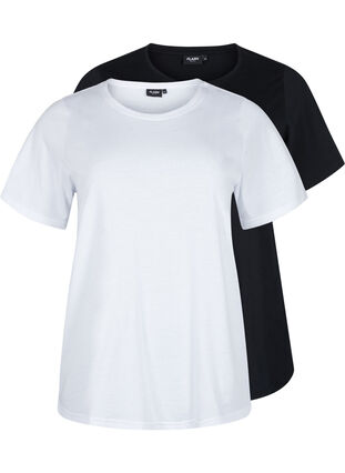 FLASH – 2-pack koszulki z okraglym dekoltem, White/Black, Packshot image number 0