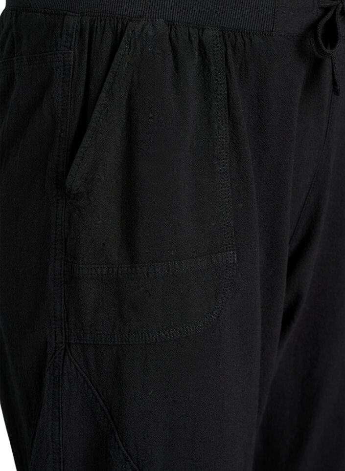 Bawelniane spodnie capri, Czarne, Packshot image number 2
