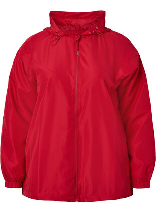 Krótka kurtka z kapturem i regulowanym dolem, Tango Red, Packshot image number 0