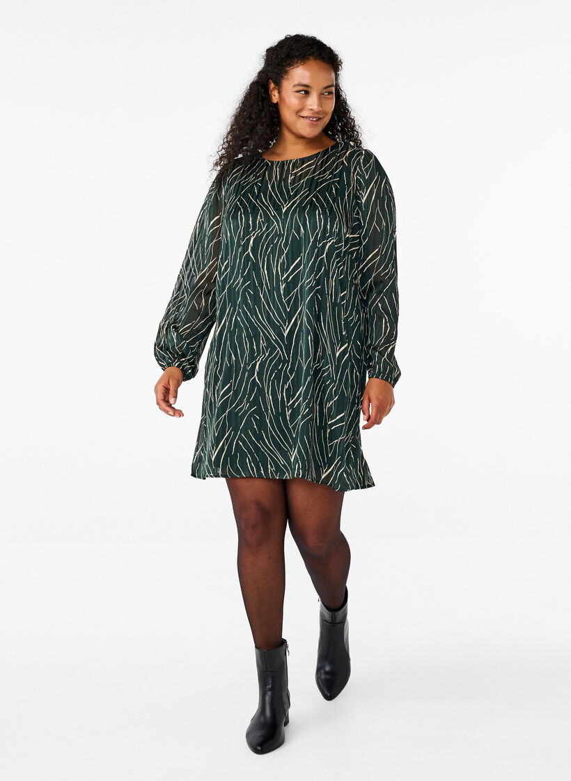 Krótka sukienka z nadrukiem i okraglym dekoltem, Scarab Safari AOP, Model image number 2