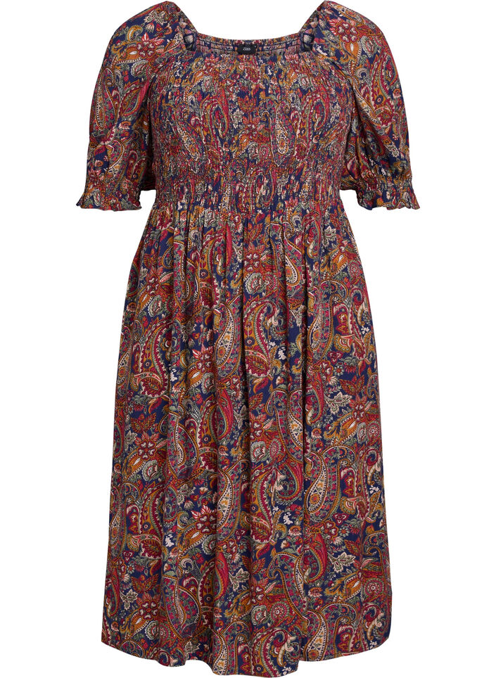 Letnia sukienka z wiskozy z nadrukiem paisley, Niebieskie, Packshot image number 0