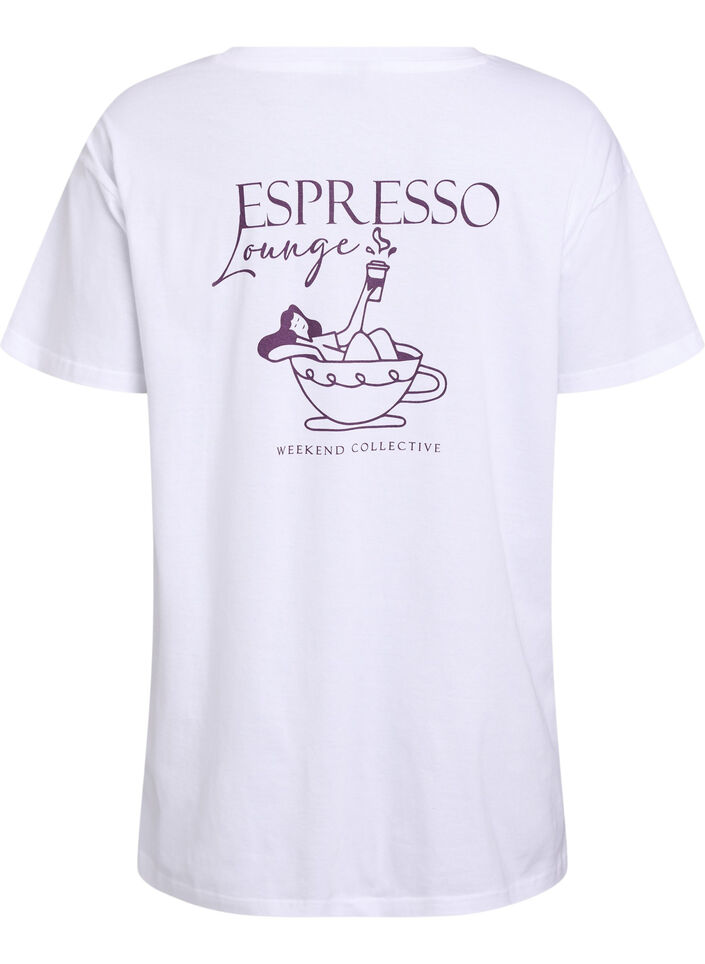 Dlugi t-shirt do spania z bawelny organicznej z nadrukiem, Biały, Packshot image number 1