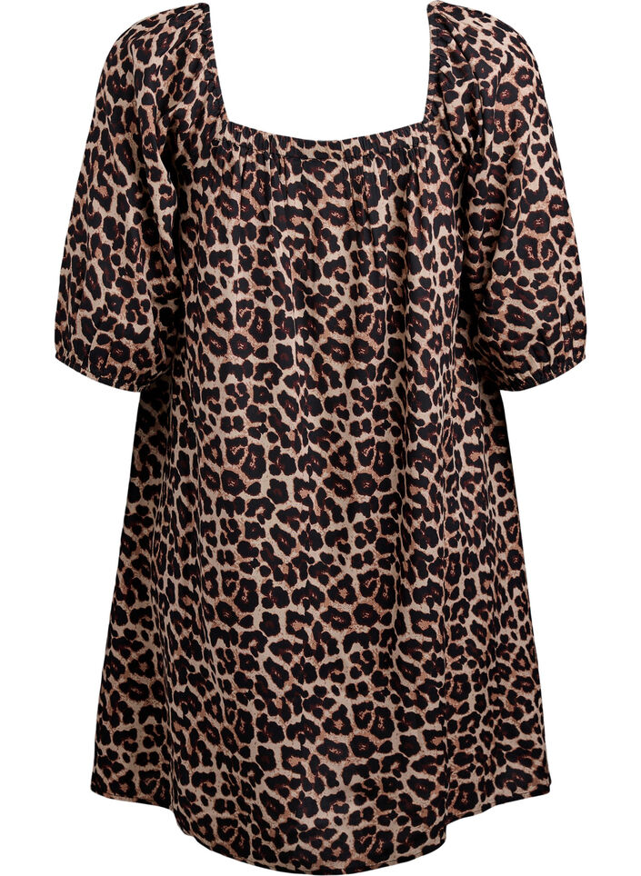 Plazowa sukienka z wiskozy z nadrukiem, Beżowy, Packshot image number 1