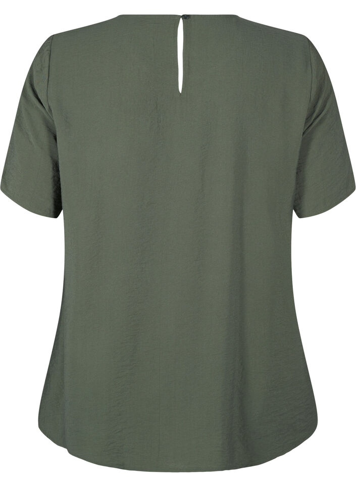 Bluzka z wiskozy z krótkim rekawem i koronkowymi detalami, Thyme, Packshot image number 1