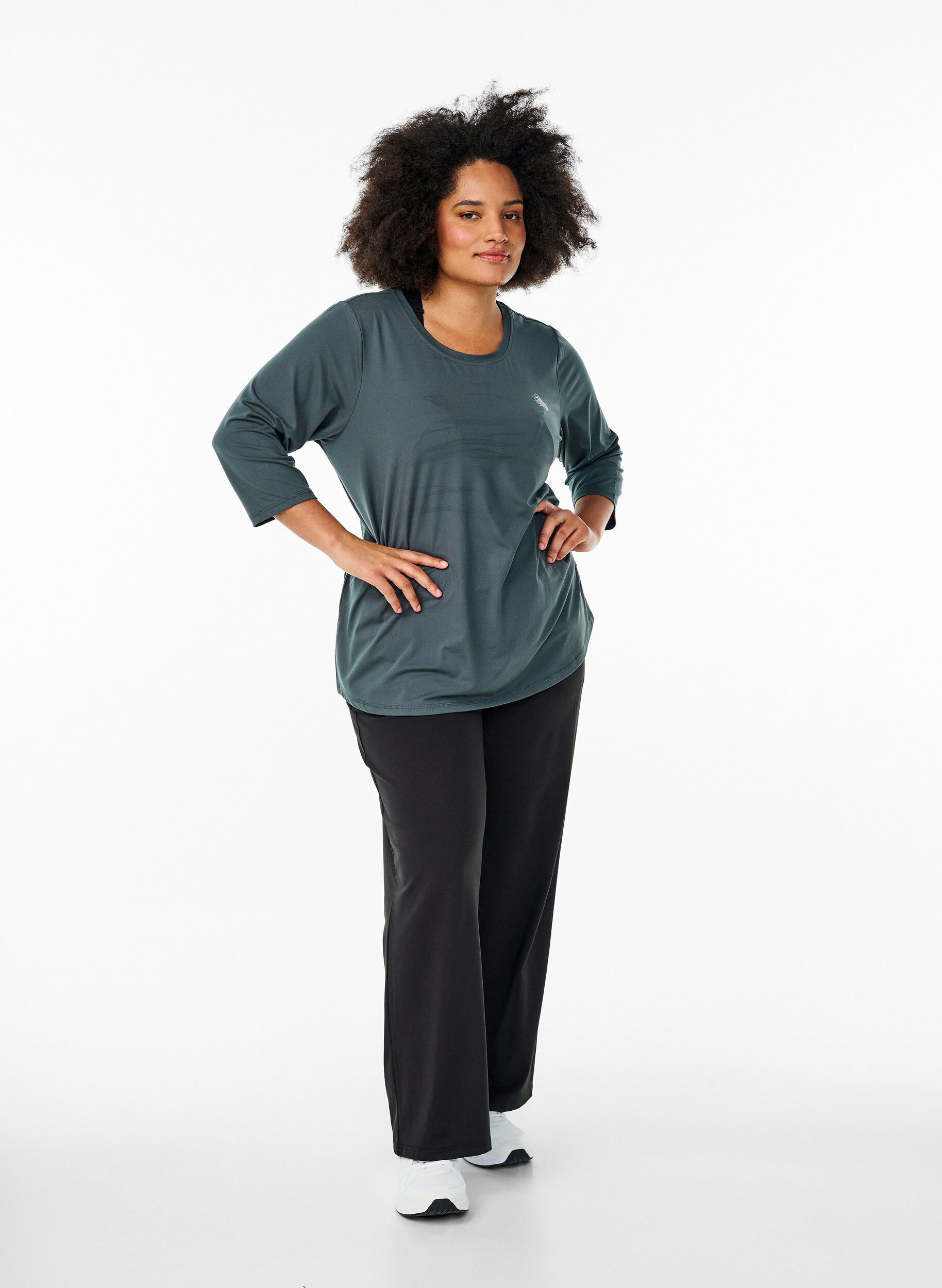 Zizzi Bluzka treningowa z rekawami 3/4, Szary, Model image number 1