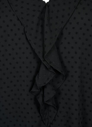 Bluzka z marszczeniami i faktura w kropki, Black, Packshot image number 2