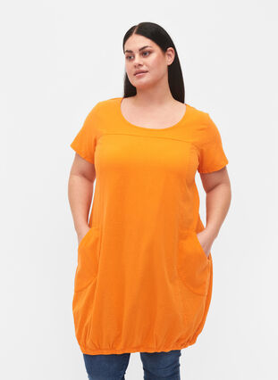 Bawelniana sukienka z krótkim rekawem, Orange Tiger, Model image number 0