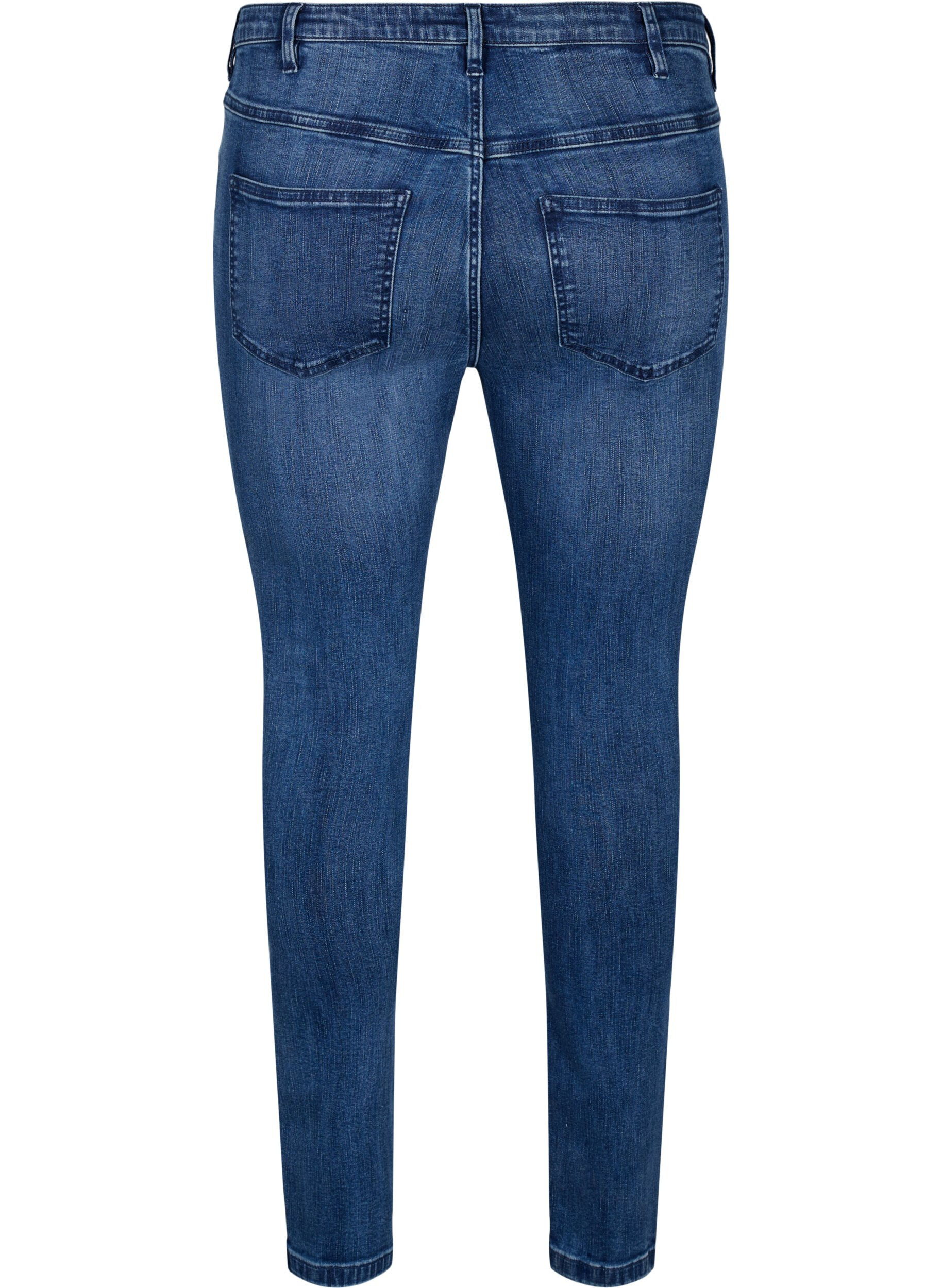 Zizzi Bardzo waskie jeansy Amy z&nbsp;przetarciami, Blue Denim, Packshot image number 1