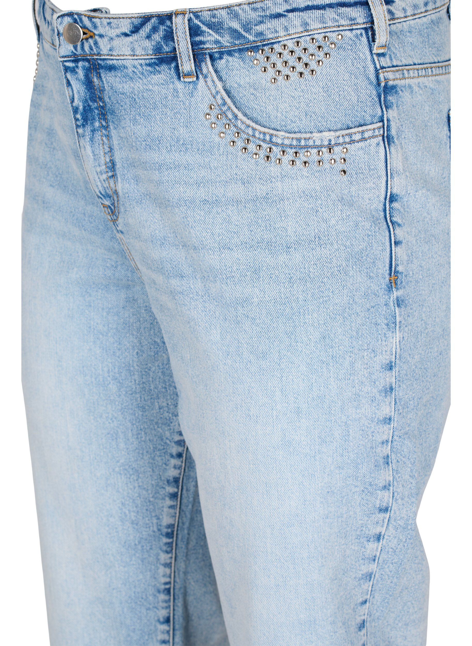 Zizzi Cropped Vera jeans with studs, Light blue denim, Packshot image number 2