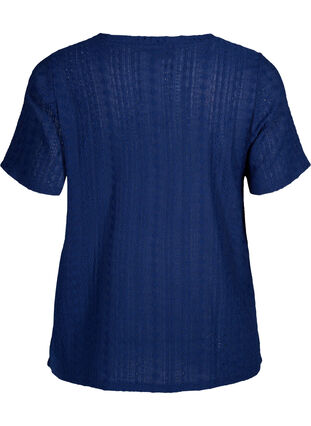 Bluzka z krótkim rekawem i teksturowanym wzorem, Medieval Blue, Packshot image number 1