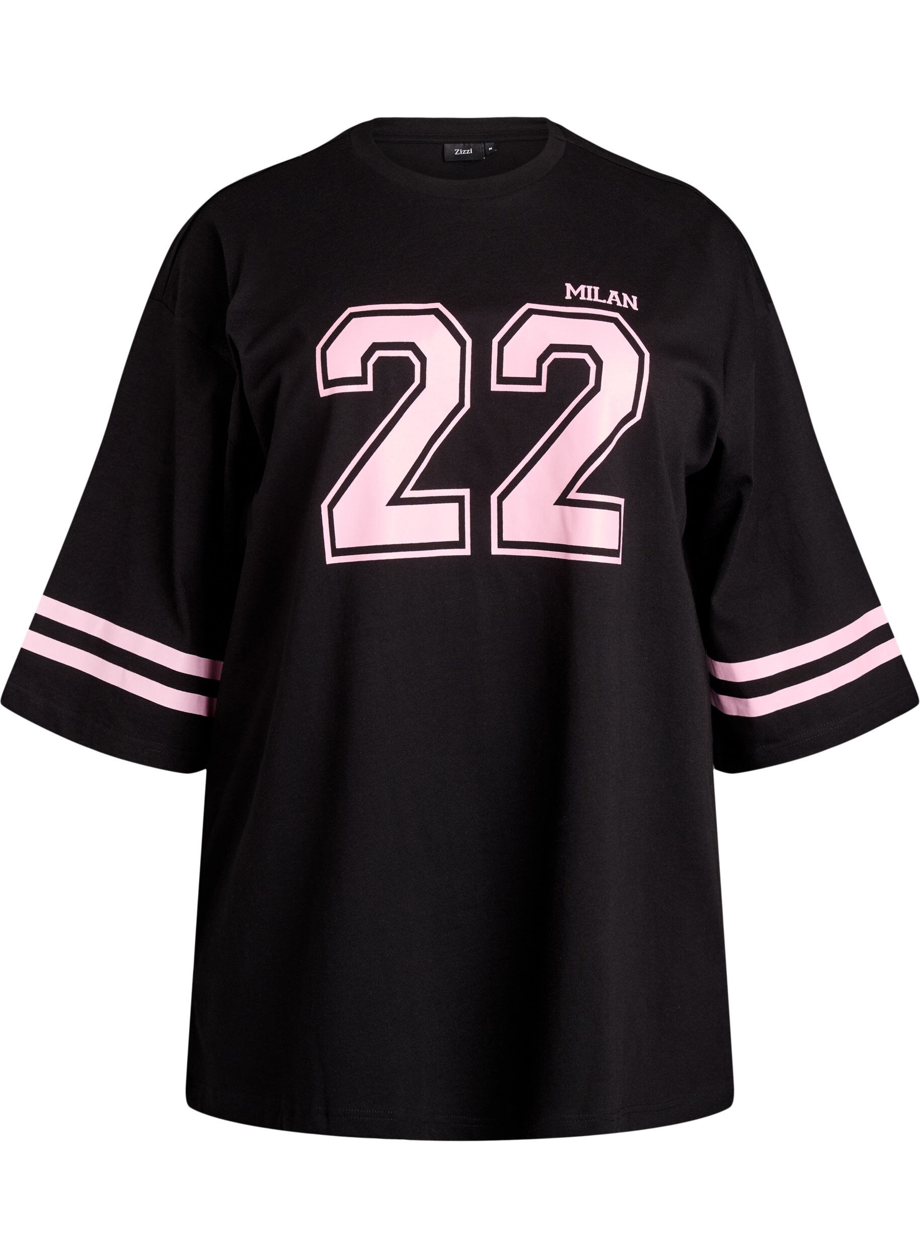 Oversize koszulka college z rekawami 3/4