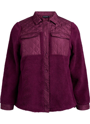 Kurtka polarowa z pikowanymi detalami, Czerwony, Model