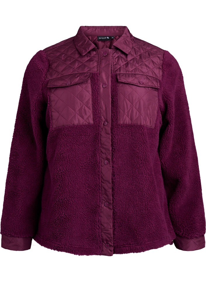 Kurtka polarowa z pikowanymi detalami, Czerwony, Packshot image number 0