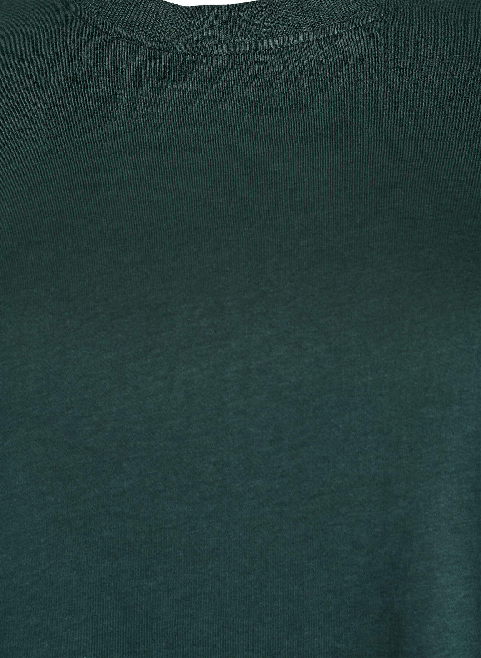 Zizzi Podstawowa koszulka bawelniana z okraglym dekoltem, Zielony, Packshot image number 2