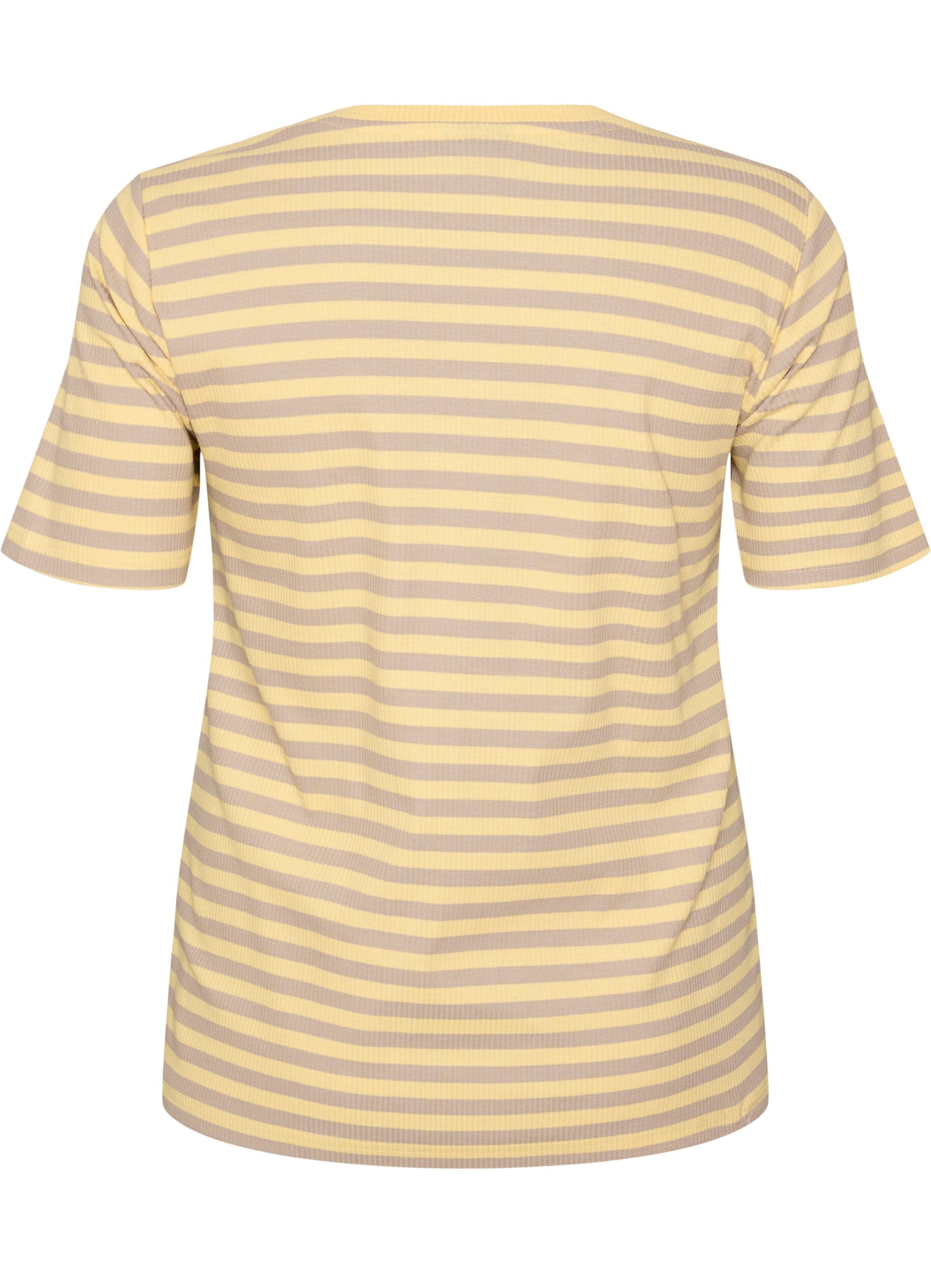 ZizziT-shirt w paski o prazkowanej fakturze, Ż&oacute;łty, Packshot image number 1