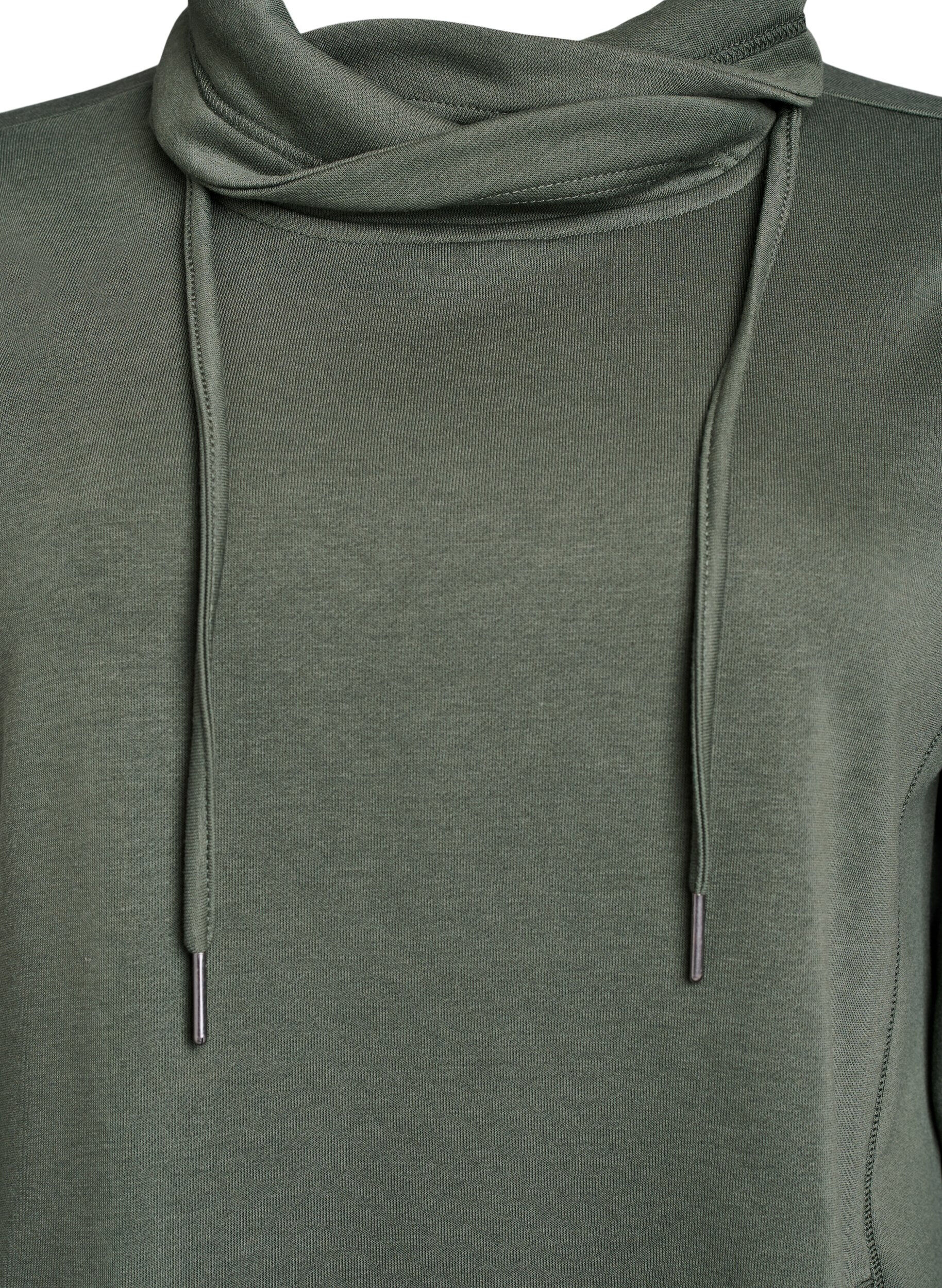 Zizzi FLASH - Kr&oacute;tka dresowa sukienka z wysokim kolnierzem i kieszeniami, Zielony, Packshot image number 2