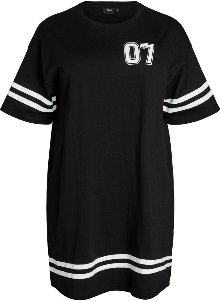 Kr&oacute;tka sukienka koszulkowa ze sportowymi detalami, Czarne, Packshot image number 0