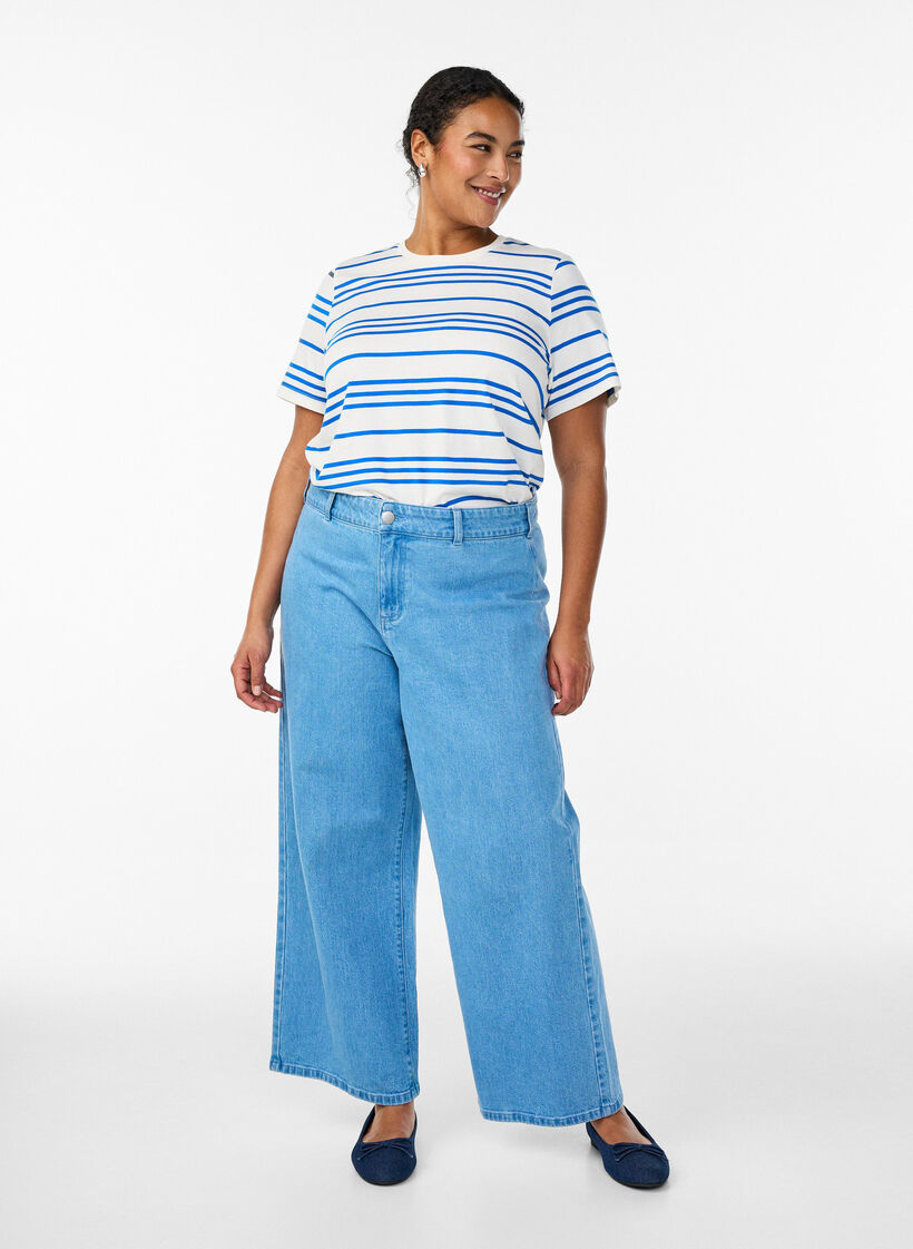 Bawelniana koszulka w paski, Biały, Model image number 1