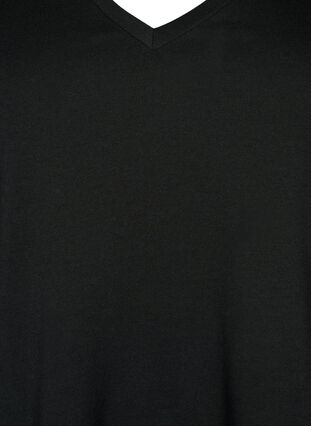 T-shirt z krótkim rekawem i dekoltem w szpic, Black, Packshot image number 2