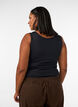 Dopasowany top basic z gladkiego materialu, Czarne, Model image number 2