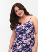 Marszczona wiskozowa sukienka w kwiaty, na ramiaczkach, Blue Flower, Model image number 3