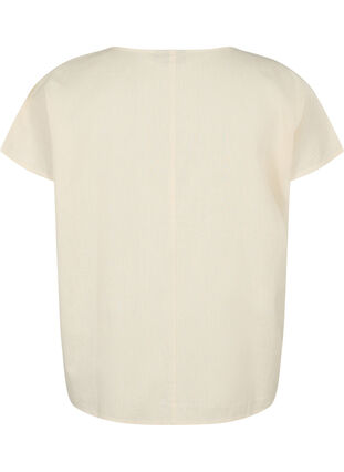 Bluzka z krótkim rekawem z mieszanki bawelny z lnem, Sandshell, Packshot image number 1