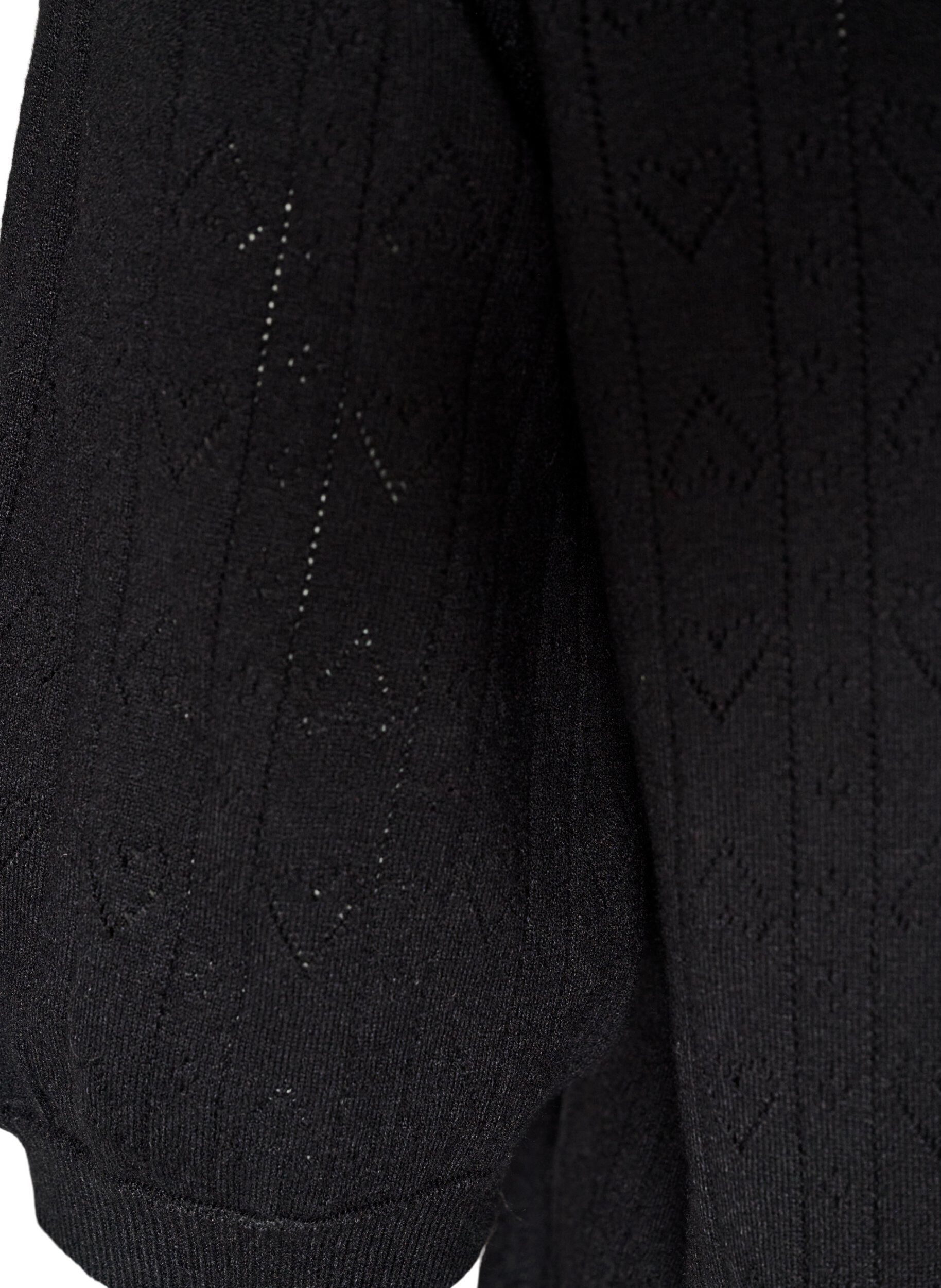 ZizziBluzka z kr&oacute;tkim rekawem z dzianiny z azurowym wzorem, Czarne, Packshot image number 3