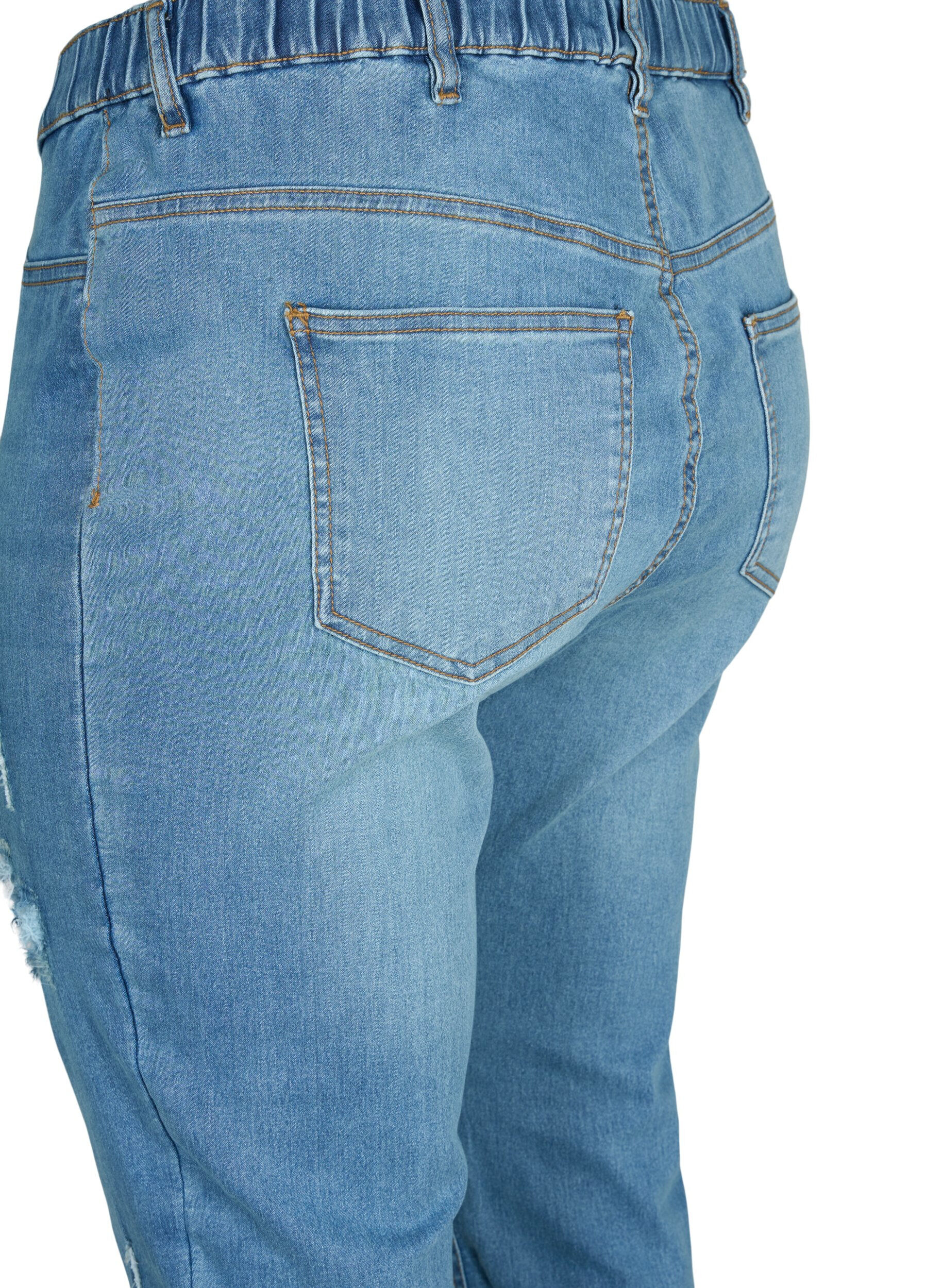 Zizzi Jeggings with rip, Blue denim, Packshot image number 3