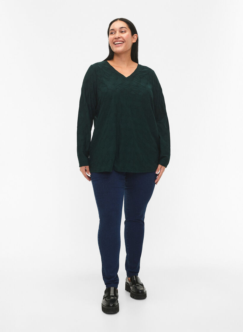 FLASH – bluzka z dlugim rekawem ze strukturalnej tkaniny, Scarab, Model image number 2