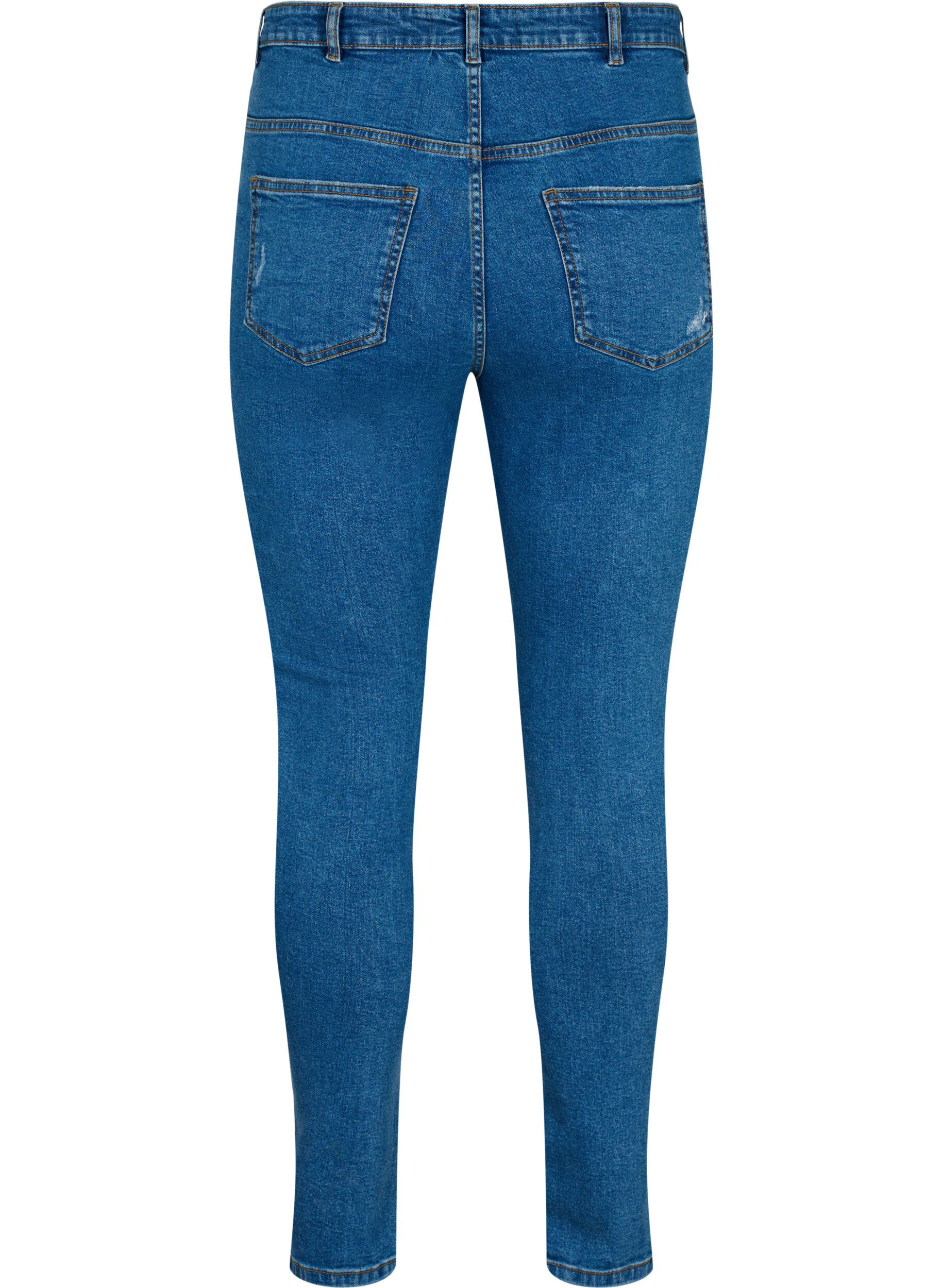 Zizzi Obcisle jeansy z rozdarciami, Blue denim, Packshot image number 1