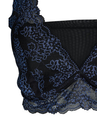 Biustonosz z koronka i siateczka, Black w. blue lace, Packshot image number 2